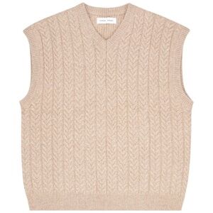 Samsoe beige wool cable knit sweater vest XL